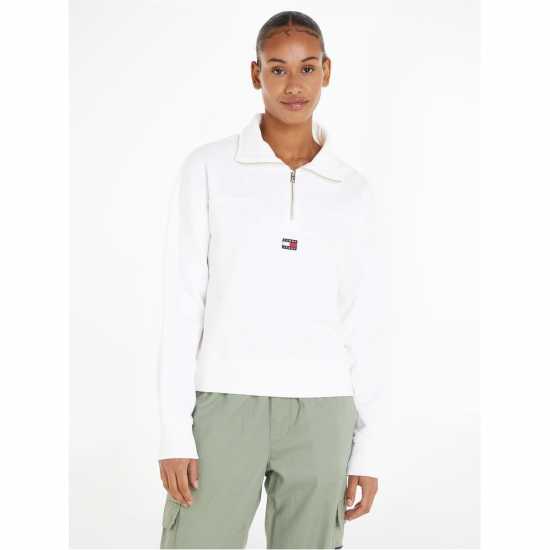 Tommy Jeans Tjw Bxy Quarter Zip Xs Badge Бяло 