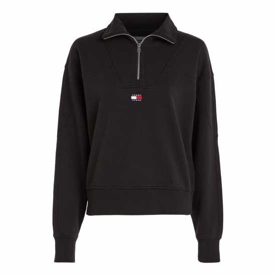 Tommy Jeans Tjw Bxy Quarter Zip Xs Badge Черно 