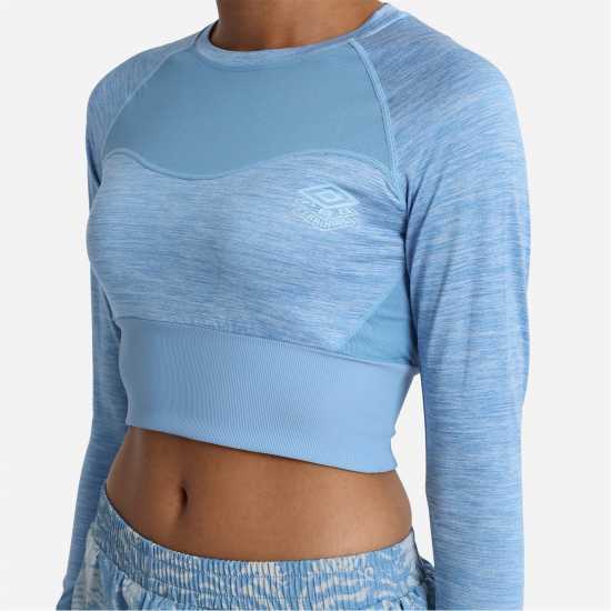 Umbro Pro Training Long-Sleeved Crop Top Алюр Марл Дамски тениски с яка