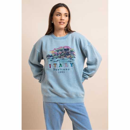 Daisy Street Daisy Embr Sweat Ld43  Daisy Street