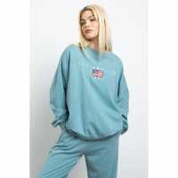 Daisy Street La Sweatshirt Измито синьо Daisy Street