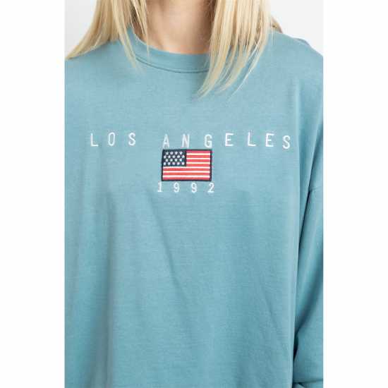 Daisy Street La Sweatshirt Измито синьо Daisy Street