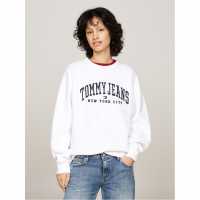 Tommy Jeans Varsity Crew Neck Pullover Sweatshirt Бяло Дамски пуловери