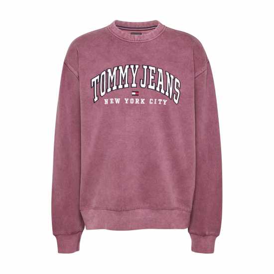 Tommy Jeans Varsity Crew Neck Pullover Sweatshirt Дълбок червен Дамски пуловери