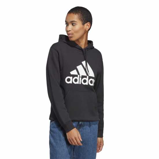 Adidas Essentials Big Logo Regular French Terry Hoodie Черно/бяло Дамски суичъри и блузи с качулки