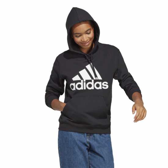 Adidas Essentials Big Logo Regular French Terry Hoodie Черно/бяло Дамски суичъри и блузи с качулки