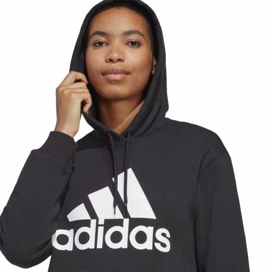 Adidas Essentials Big Logo Regular French Terry Hoodie Черно/бяло Дамски суичъри и блузи с качулки