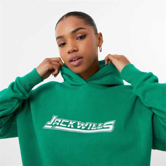 Jack Wills Logo Oth Hoodie Весело зелено Дамски суичъри и блузи с качулки