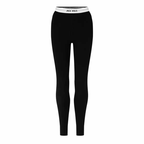 Ластичен Клин Jack Wills Logo Waistband Leggings Черно/Бяло Дамско трико и клинове