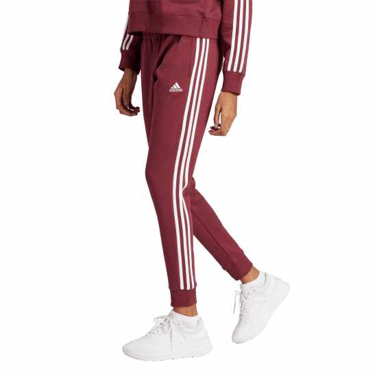 Adidas Womens 3-Stripes Pants Slim Бордово/Бяло Дамски долнища на анцуг