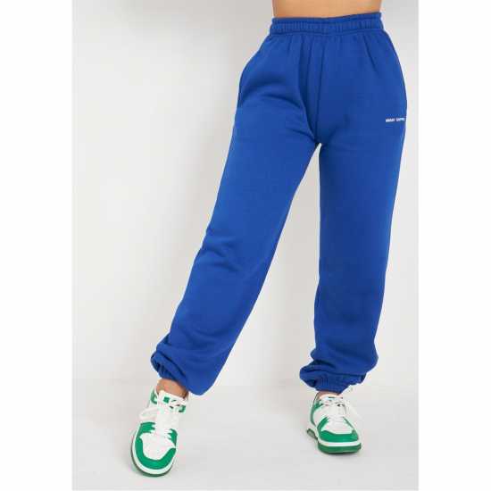 Missy Empire Cobalt Blue Embroidered Cuffed Joggers  Дамски долнища на анцуг