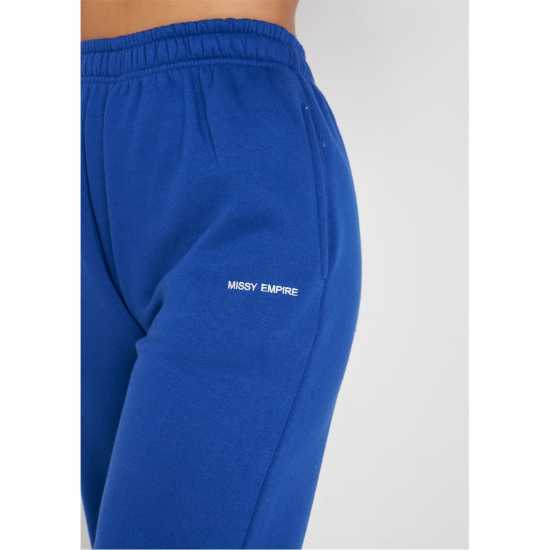 Missy Empire Cobalt Blue Embroidered Cuffed Joggers  Дамски долнища на анцуг