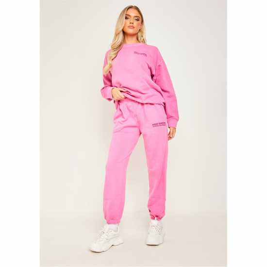 Missy Empire Pink Missy Empire Text Oversized Joggers  Дамски долнища на анцуг