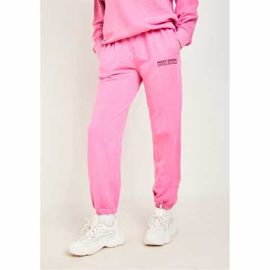 Missy Empire Pink Missy Empire Text Oversized Joggers  Дамски долнища на анцуг