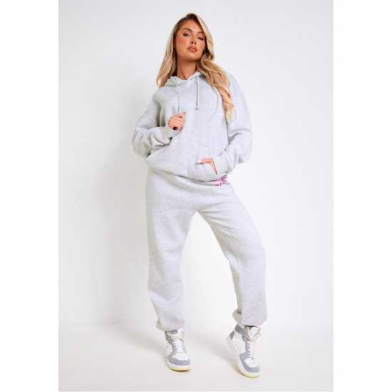 Missy Empire Grey Marl Oversized Graphic Print Joggers  Дамски долнища на анцуг