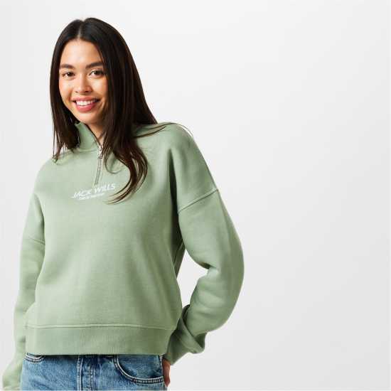 Jack Wills Honeylane Half Zip Sweatshirt Ледена планина 