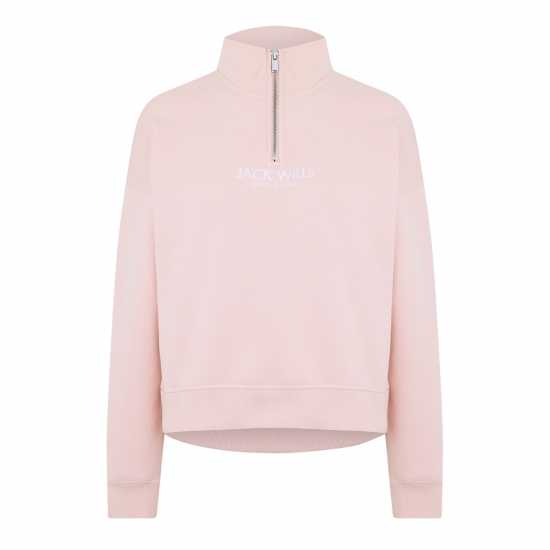 Jack Wills Honeylane Half Zip Sweatshirt Меко розово 