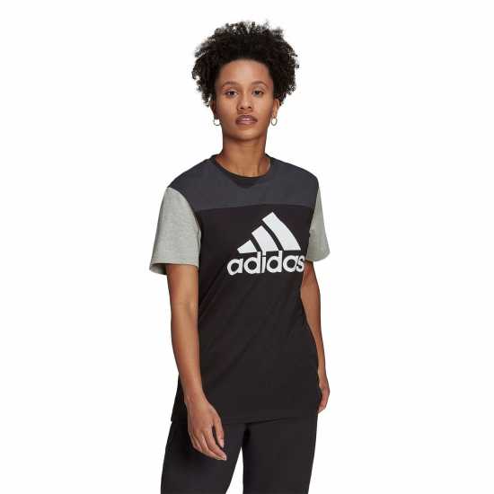 Adidas Essentials Colorblock Logo T-Shirt Womens  Дамски тениски с яка