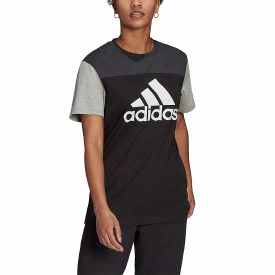 Adidas Essentials Colorblock Logo T-Shirt Womens  Дамски тениски с яка