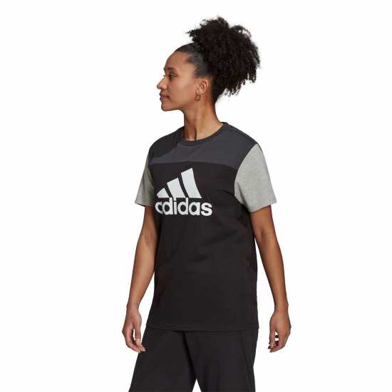 Adidas Essentials Colorblock Logo T-Shirt Womens  Дамски тениски с яка