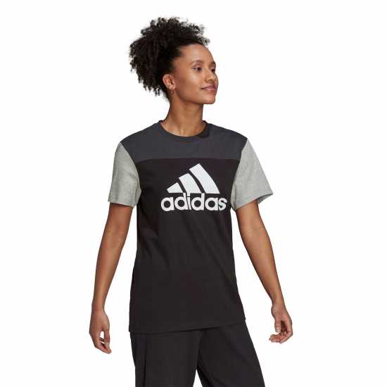 Adidas Essentials Colorblock Logo T-Shirt Womens  Дамски тениски с яка