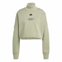 Adidas Signature Graphic Embroidery Fleece Crop Sweatshirt  Дамски пуловери