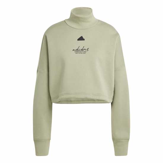 Adidas Signature Graphic Embroidery Fleece Crop Sweatshirt  Дамски пуловери