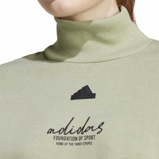 Adidas Signature Graphic Embroidery Fleece Crop Sweatshirt  Дамски пуловери