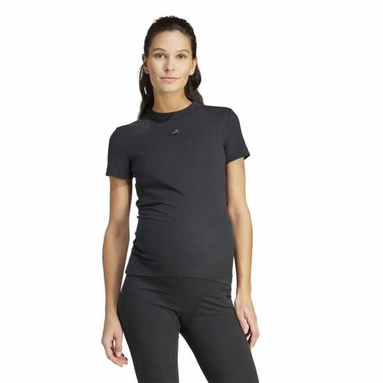 Adidas Ribbed Fitted Maternity T-Shirt Womens  Дамски тениски с яка