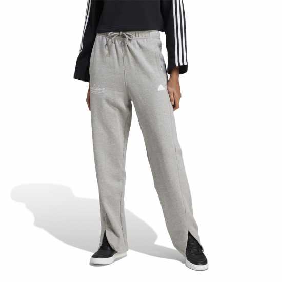 Adidas Signature Graphic Embroidery French Terry Straight Leg Joggers Средно сиво здраве Дамски долнища на анцуг