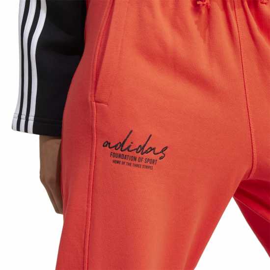 Adidas Signature Graphic Embroidery French Terry Straight Leg Joggers Ярко червено Дамски долнища на анцуг