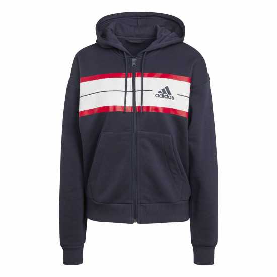 Adidas Essentials Pinstripe Block Fleece Full-Zip Loose F Hoody Womens  Дамски суичъри и блузи с качулки