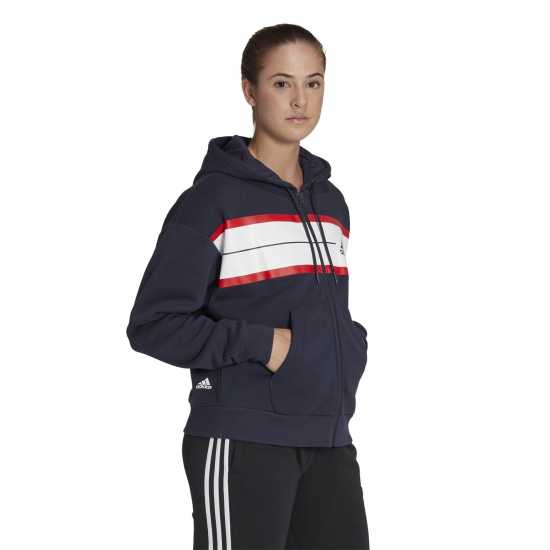 Adidas Essentials Pinstripe Block Fleece Full-Zip Loose F Hoody Womens  Дамски суичъри и блузи с качулки