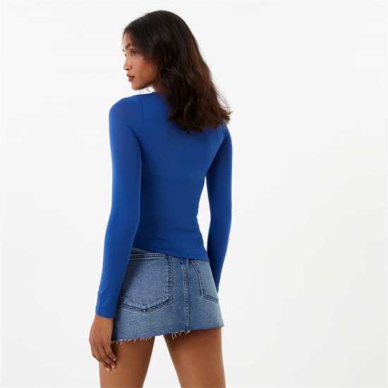 Jack Wills Modal Asymmetric Top Кобалт Дамски тениски с яка