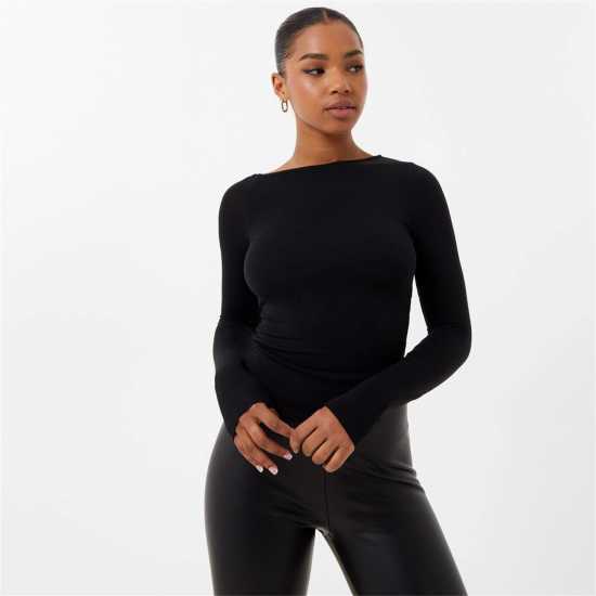 Jack Wills Modal Asymmetric Top Черно Дамски тениски с яка