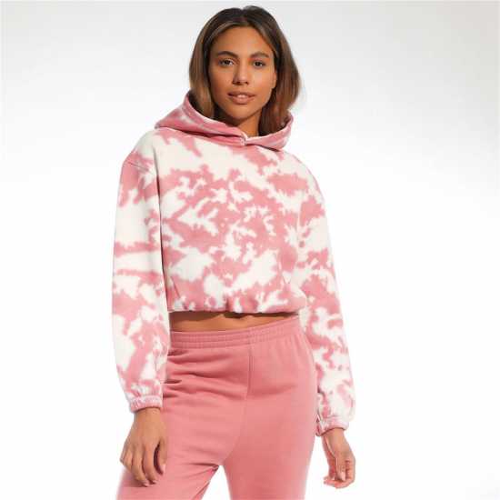 Light And Shade Tie Dye Cropped Hoodie Ladies Мави Дамски суичъри и блузи с качулки