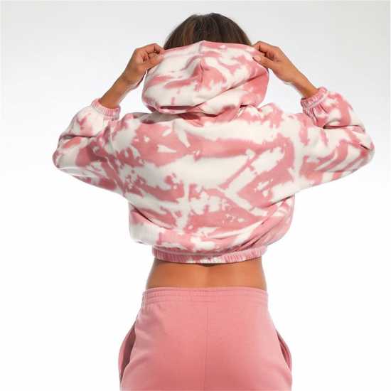 Light And Shade Tie Dye Cropped Hoodie Ladies Мави Дамски суичъри и блузи с качулки