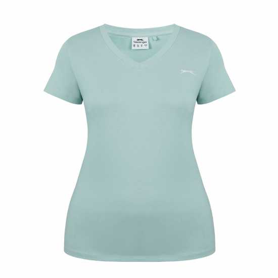 Slazenger Тениска Ladies V Neck Tee Shirt Майско зелено Дамски тениски с яка