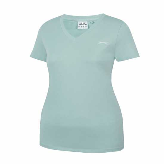 Slazenger Тениска Ladies V Neck Tee Shirt Майско зелено Дамски тениски с яка