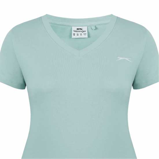 Slazenger Тениска Ladies V Neck Tee Shirt Майско зелено Дамски тениски с яка