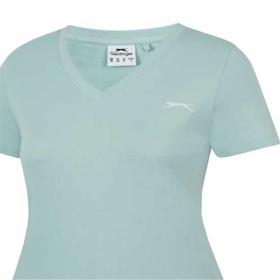 Slazenger Тениска Ladies V Neck Tee Shirt Майско зелено Дамски тениски с яка