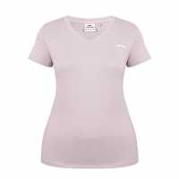 Slazenger Тениска Ladies V Neck Tee Shirt Лилаво Сняг Дамски тениски с яка