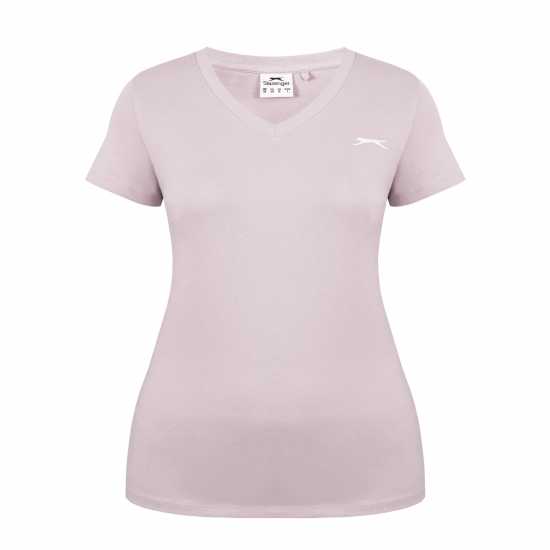 Slazenger Тениска Ladies V Neck Tee Shirt Лилаво Сняг Дамски тениски с яка