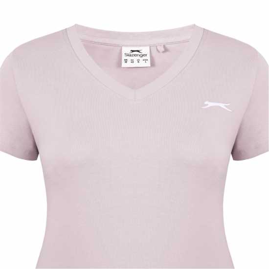 Slazenger Тениска Ladies V Neck Tee Shirt Лилаво Сняг Дамски тениски с яка