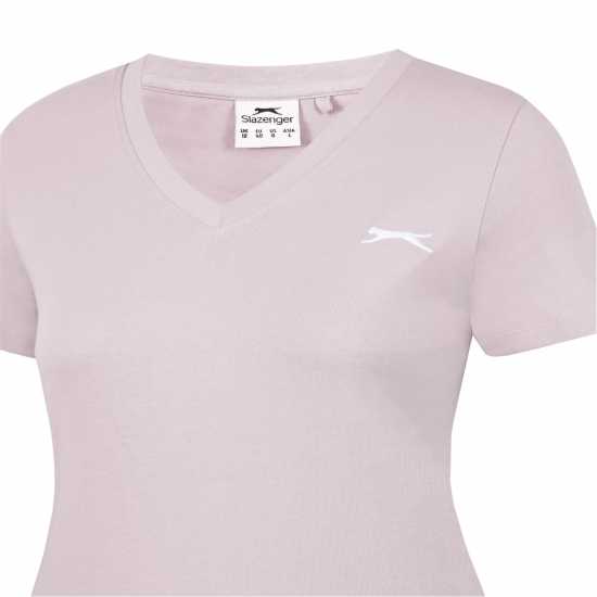 Slazenger Тениска Ladies V Neck Tee Shirt Лилаво Сняг Дамски тениски с яка