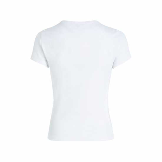 Тениска Tommy Jeans Extra Small Badge Ribbed T Shirt Бяло Holiday Essentials