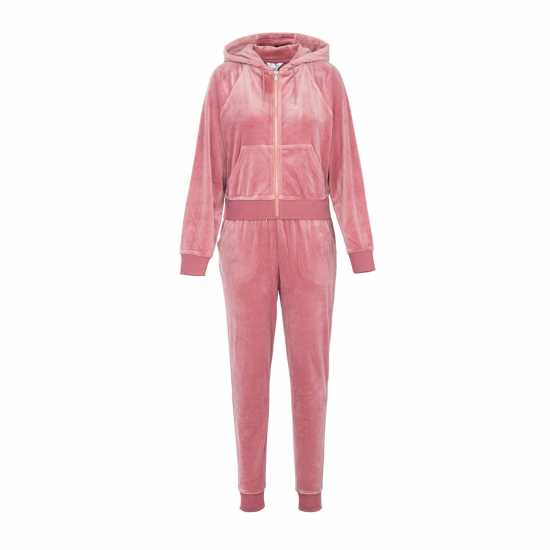 Miso Velour Tracksuit Set Тъмно розово 