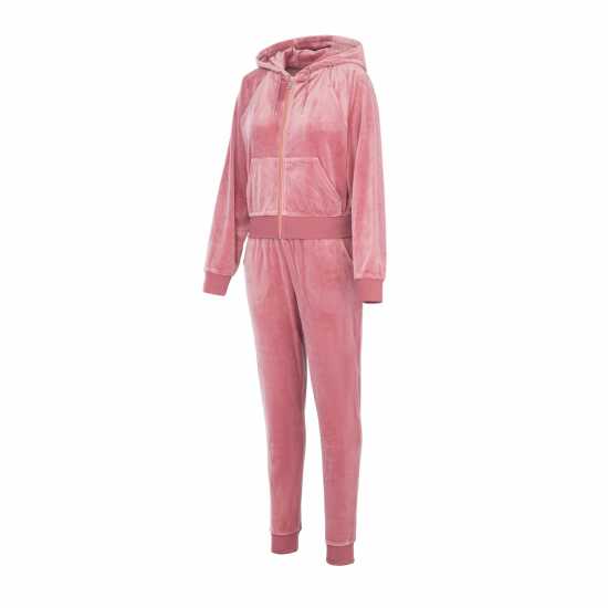 Miso Velour Tracksuit Set Тъмно розово 