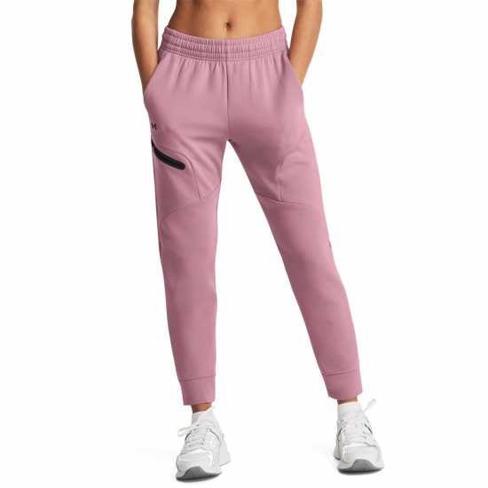 Under Armour Unstoppable Fleece Jogging Bottoms Womens Розово Дамски долнища на анцуг