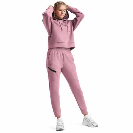 Under Armour Unstoppable Fleece Jogging Bottoms Womens Розово Дамски долнища на анцуг